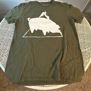 adidas Olive Green Short Sleeve Tee with White Bear Graphic
